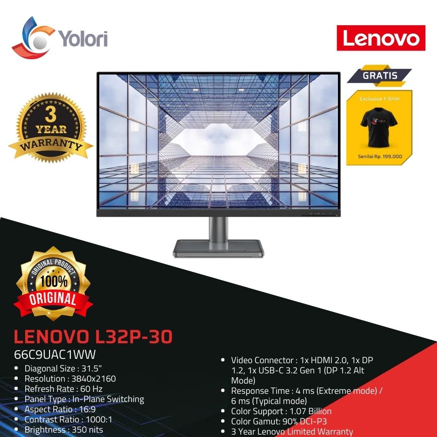Lenovo Monitor L32p-30 31.5-Inch