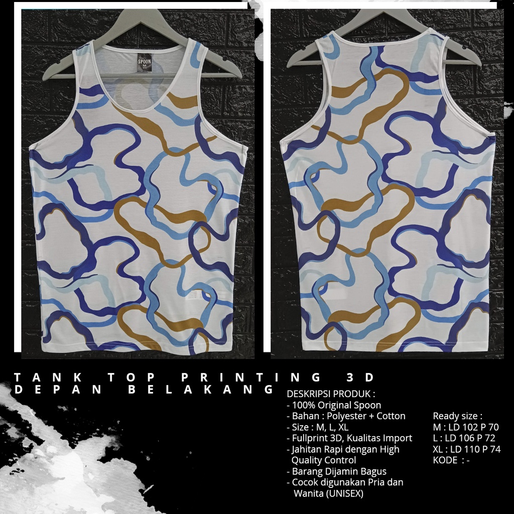Tanktop/Singlet Pria/Wanita Dewasa | SPOON |  Olahraga/Pantai | Motif - Liquid Pattern