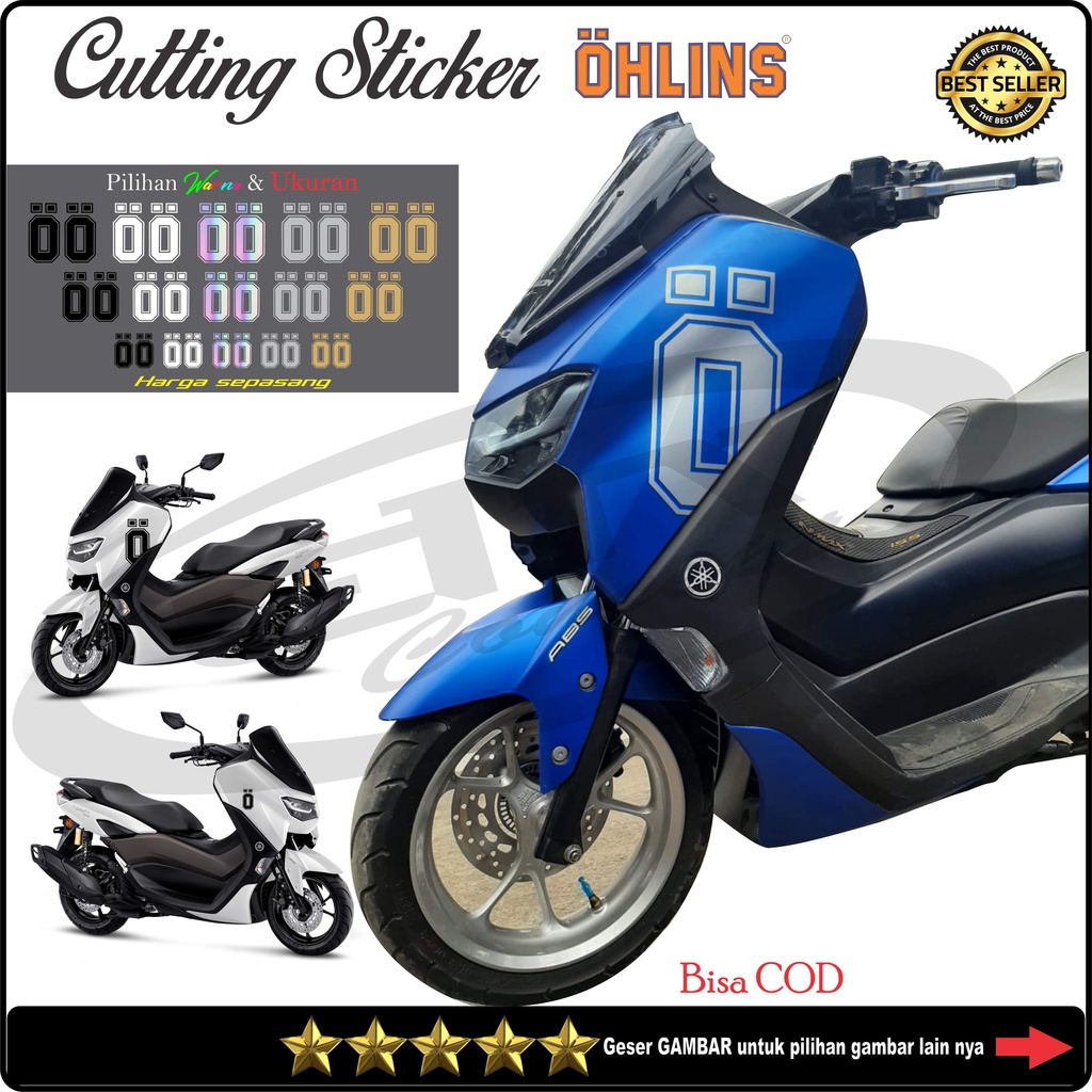 (COD) Stiker Body Variasi Logo OHLINS XMAX NMAX PCX ADV FORZA Cutting Sticker hologram hitam putih g
