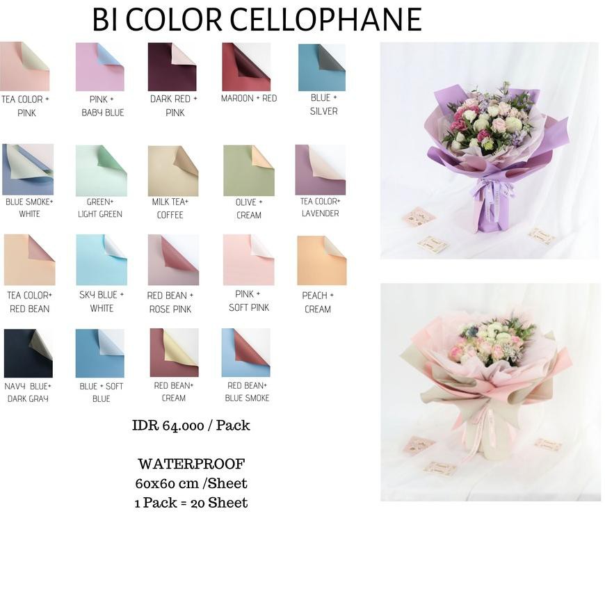 

Segera FLOWER WRAPPING BI COLOR CELLOPHANE 60x60CM WATERPROOF KERTAS BUNGA (ECER 5 LEMBAR SEWARNA)