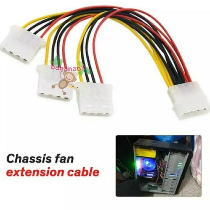 Kabel Molex splitter 1 to 3 cabang cable pc power fan case komputer