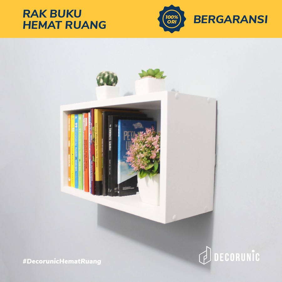Decorunic Rak Buku Kotak Tempel Dinding ukuran 40 cm