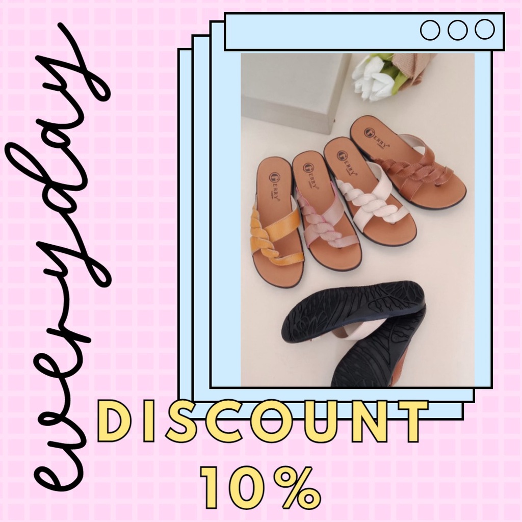 Sandal Kulit Wanita Model Jepit Elsa - Gerry Leather