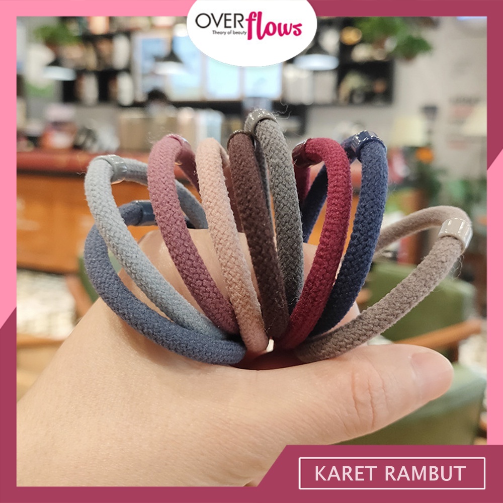 OVERFLOWS.ID 5PCS Ikat Rambut Karet Rambut Basic Hair Rope Karet Rambut Polos Import Kuat Murah Awet