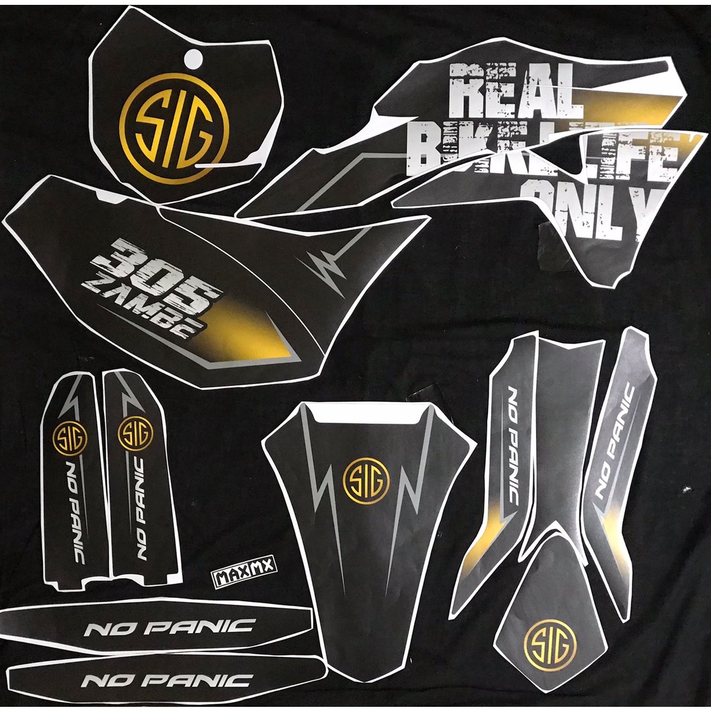 decal klx gordon hitam gold doff