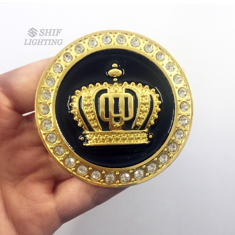 1pc Emblem / Badge Mahkota 3D Bahan Metal Warna Gold / Silver Dengan Kristal / Berlian