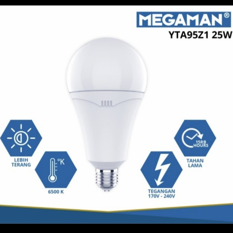 Barangunik2021-Bohlam Lampu LED 25 Watt Cahaya Putih MEGAMAN 6500K Terang Bagus White