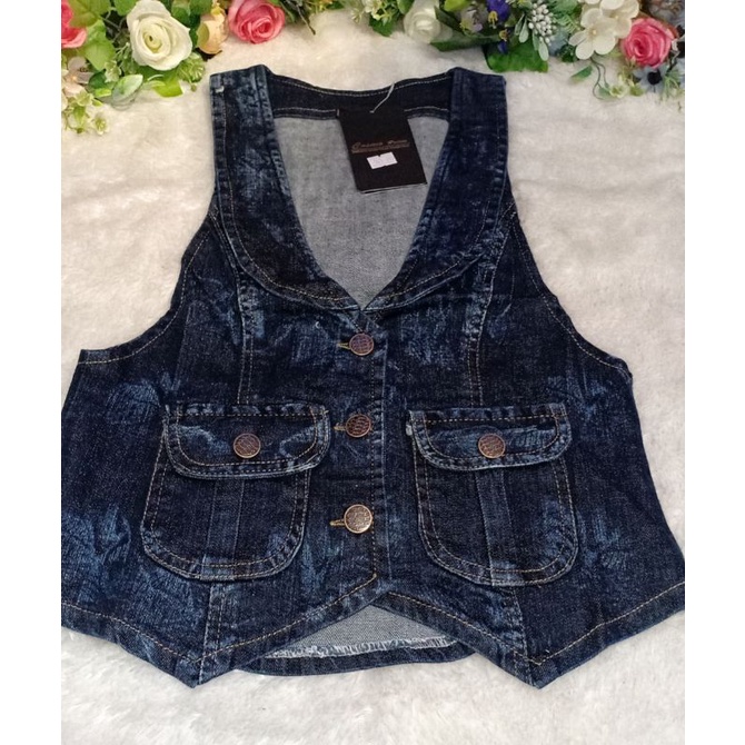 rompi jeans crop kekinian