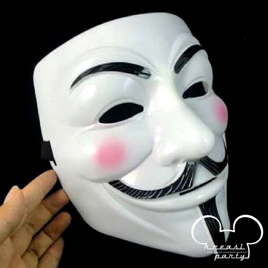 Topeng V For Vendetta Putih / Mask Anonymous Vendetta Guy Fawkes / Topeng Pesta