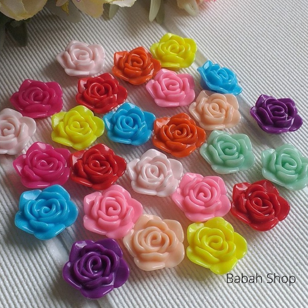 Mote Bunga Mawar Akrilik Warna Cerah / Mote Bunga Hias Kalung Strap Masker