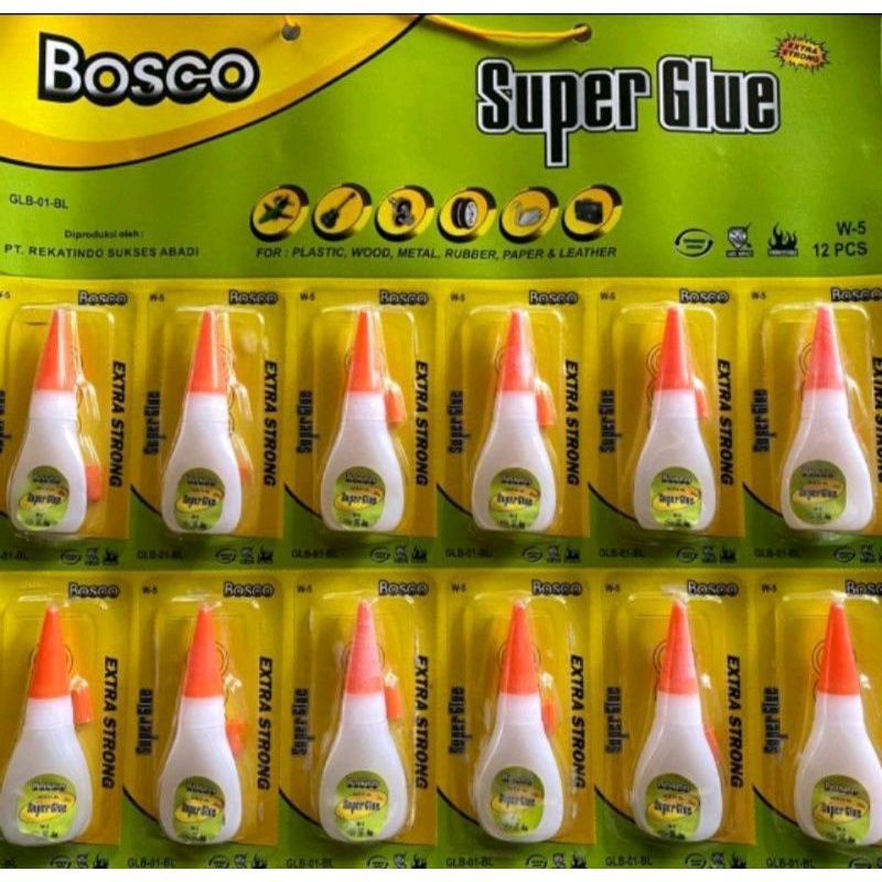 lem super glue bosco isi 12/ perekat serbaguna