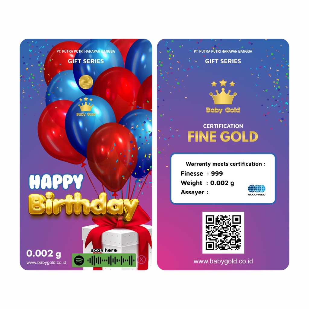 baby gold 0,005gr emas minigold bisa tukar antam-hbd balon red 0,002