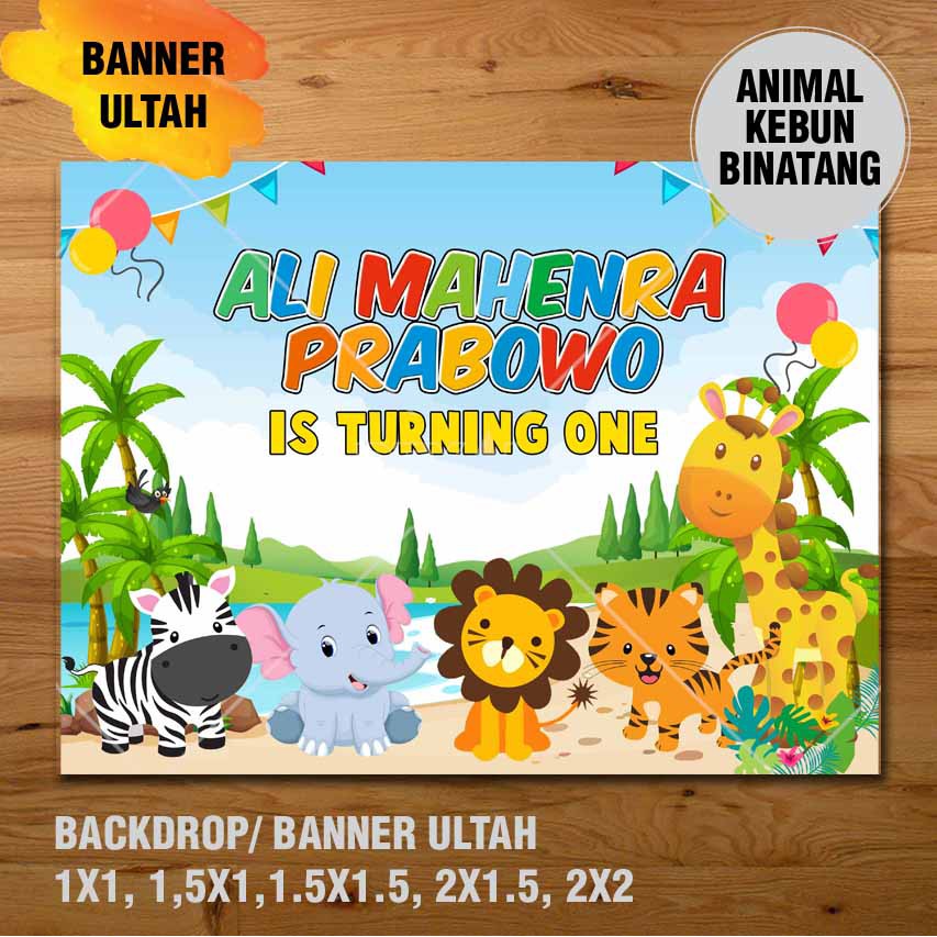 Kebun Binatang Zoo Animal Banner Backdrop Spanduk Ulang Tahun