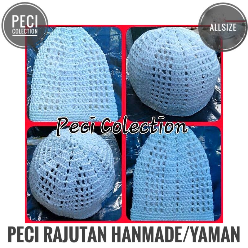 PECI RAJUT HANMADE SAUDI YAMAN HADROMUTH PUTIH / PECI RAJUTAN PUTIH / PECI RAJUT PUTIH / KOPIAH HANM