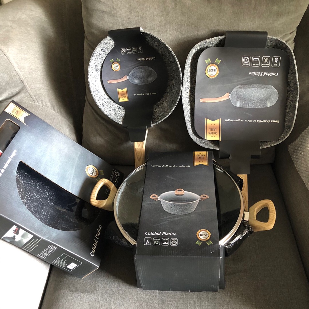 Granite Panci Fry Pan Grill Pan Casserole Marble Granit Granite Penggorengan Pemanggang Anti Lengket