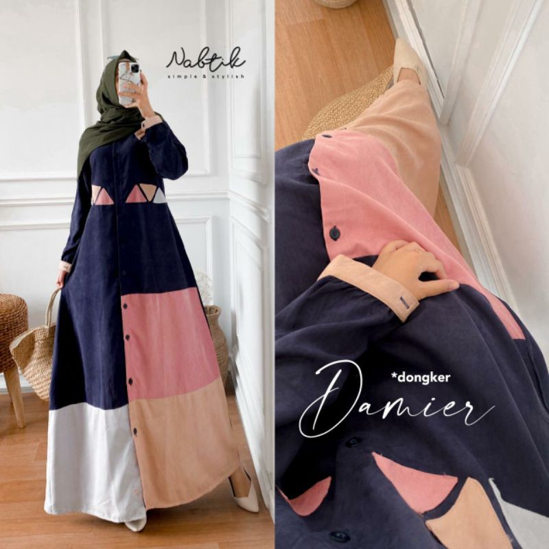 gamis muslimah DAMIER original Nabtik/gamis wanita terbaru