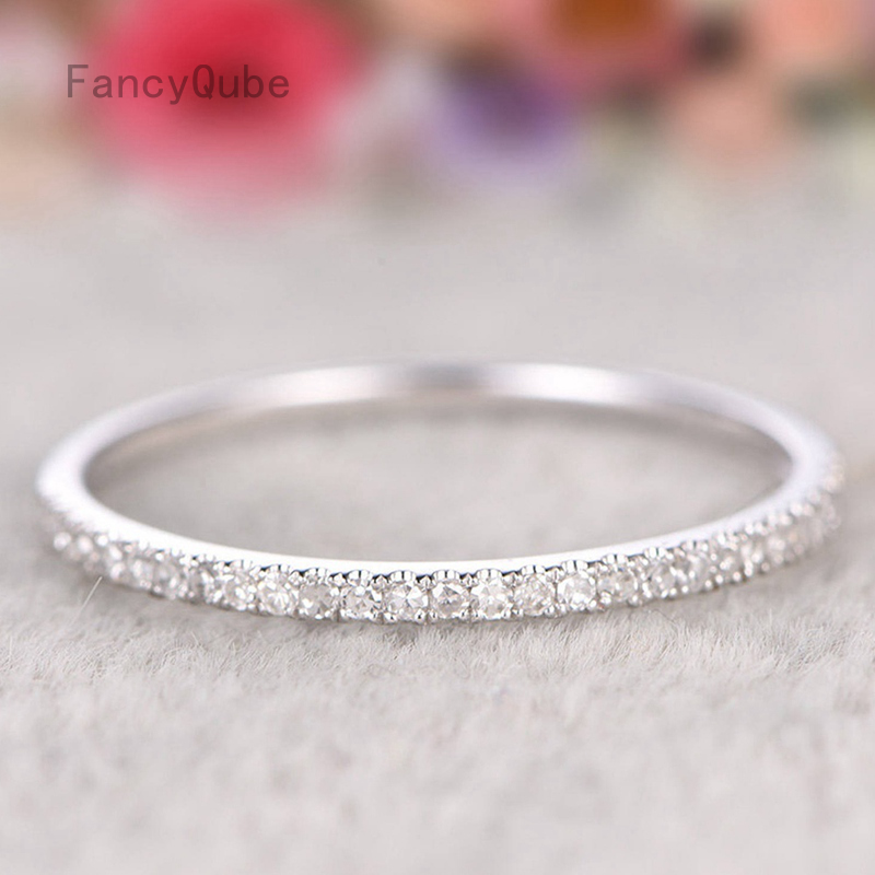 Korean 925Silver Micro Pave Zircon Ring Jewelry Circle Diamond Tail Ring Silver