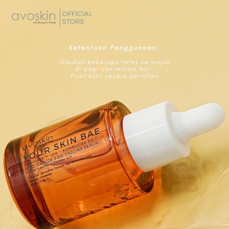 AVOSKIN Your Skin Bae SERUM Azeclair 10% + Kombucha 3% + Niacinamide 2,5% Vaccine Serum 30ml BPOM