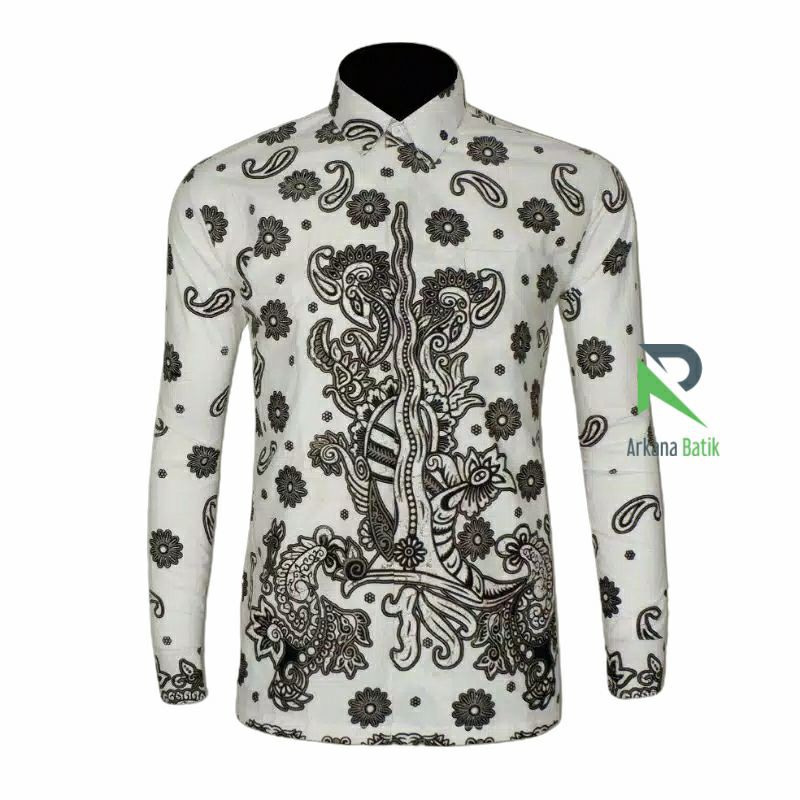 BATIK SLIMFIT Arkana Keris Putih Special Lengan Panjang Exclusive