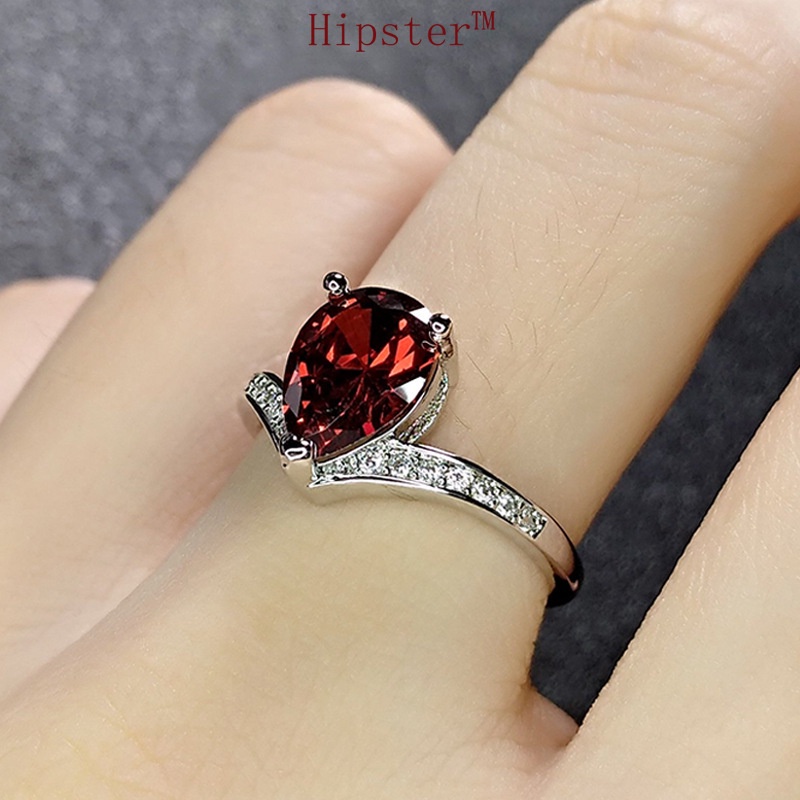 Hot Sale in Europe and America Classic Affordable Luxury Fashion Diamond Drop-Shaped Ruby Ring