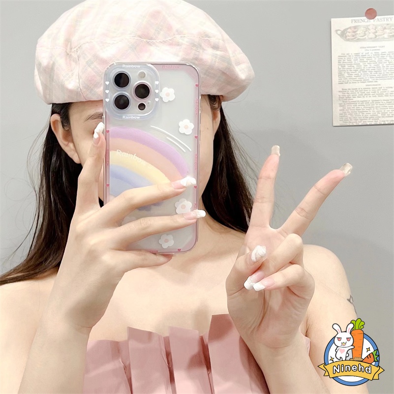 Soft Case Pelindung Lensa Bahan Silikon Warna Pelangi Untuk iPhone 14 13 12 11 Pro Max SE 2020 Xr X Xs Max 7 8 Plus