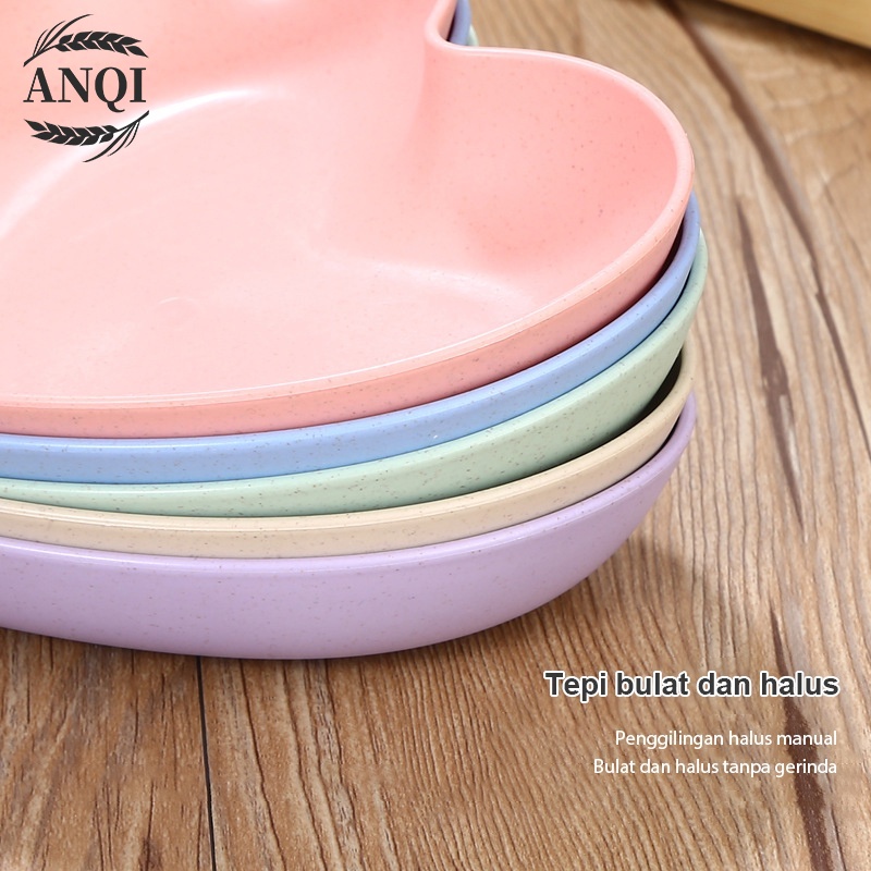 ANQI 1888 Dinner Plate Piring Bulat Piring Makan Piring Bulat Wheat Straw Warna Warni Piring Berbentuk Hati VS-85