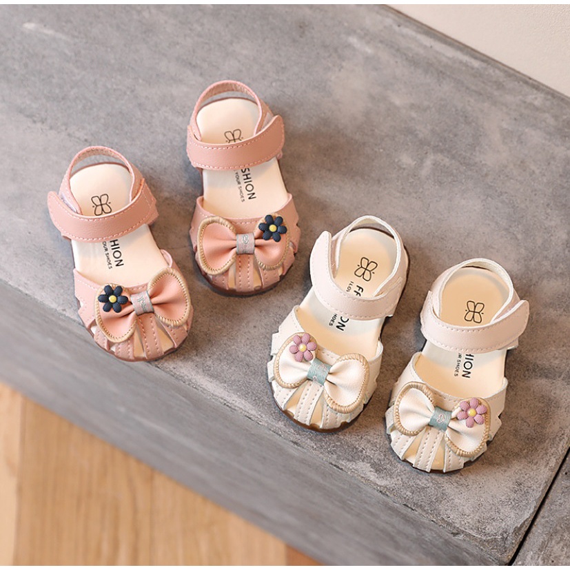 B9938-Sepatu sandal anak dan bayi import premium motif pita dan bunga