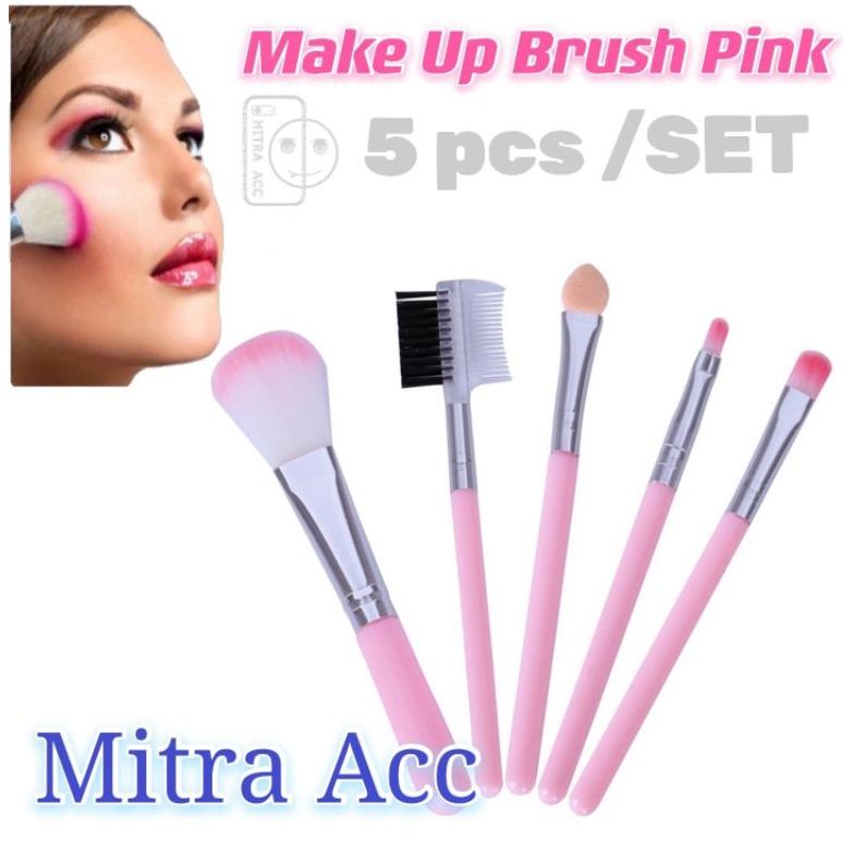 Aksesoris Make Up Brush 5pcs/SET Kuas Makeup Eyebrow Blush on Pink