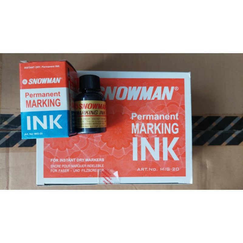

TINTA ISI ULANG SPIDOL PERMANENT / TINTA REFILL PERMANENT INK SNOWMAN G12 ORI BERKUALITAS