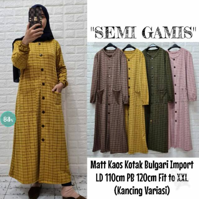 Semi gamis kotak kancing