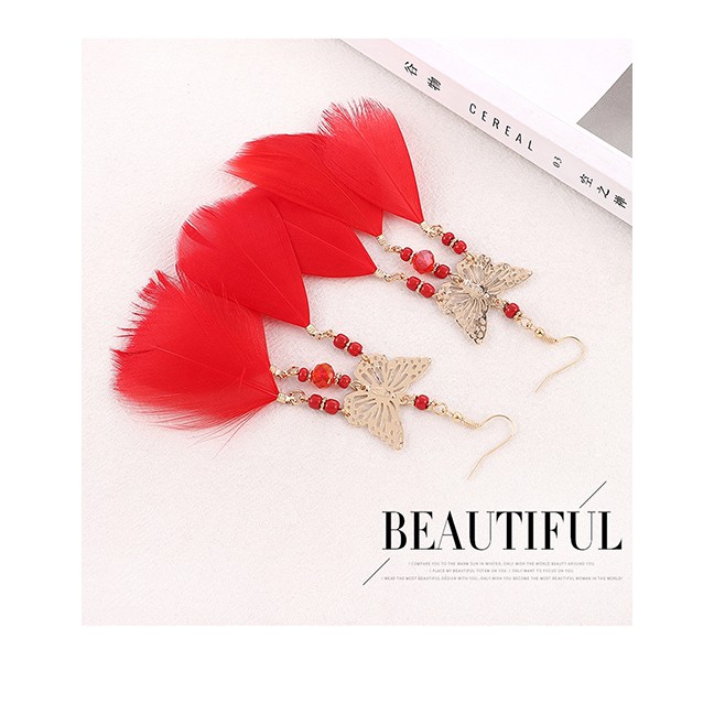 LRC Anting Gantung Fashion Fringed Butterfly Earrings Y6127X