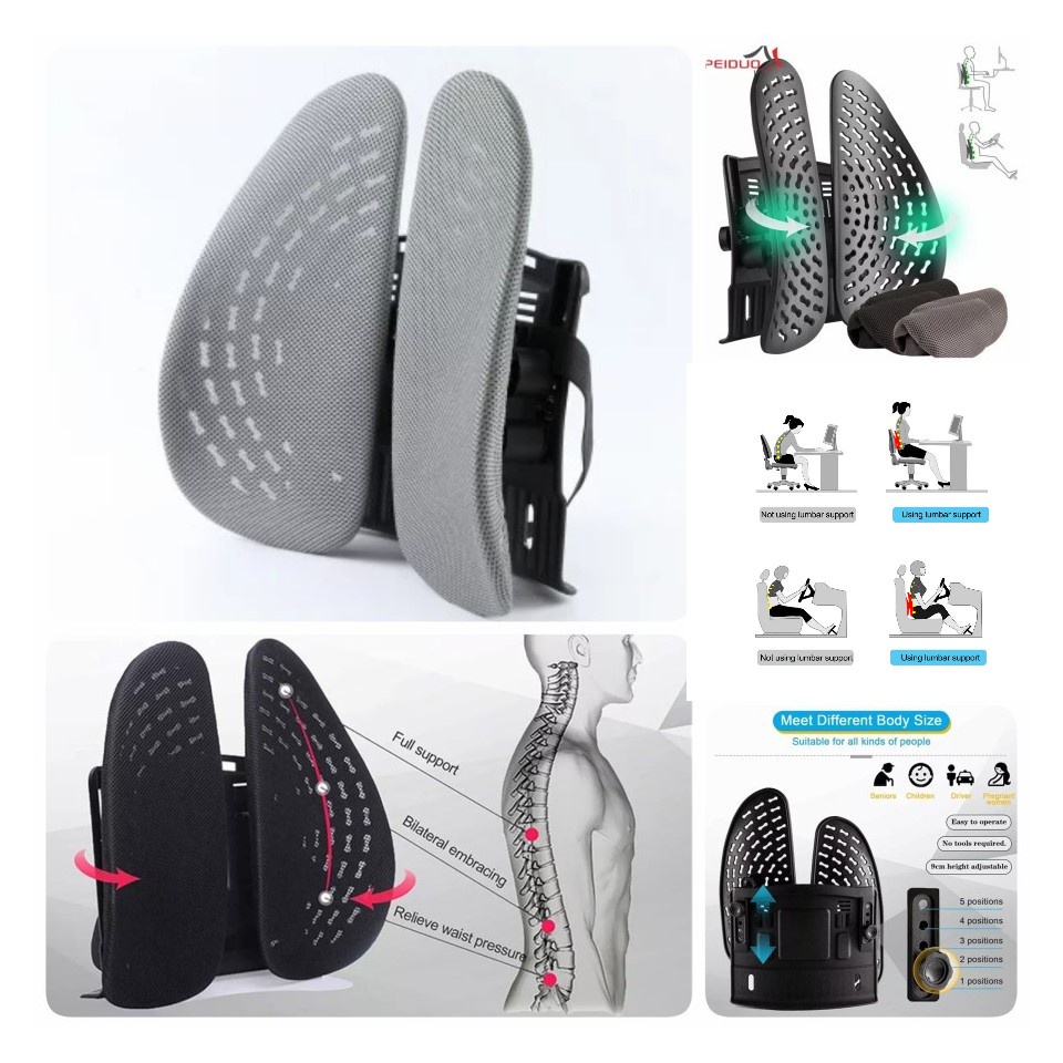 Sandaran Kursi Ergonomic Adjustable Terapi Punggung Spinal Lumbar 757