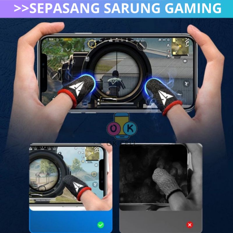 BAYAR DITEMPAT - SARUNG JARI JEMPOL GAMERS ANTI KERINGAT LAYAR HP BUAT GAME FF ML PUBGM CODM FINGER SLEEVE HIGH QUALITY