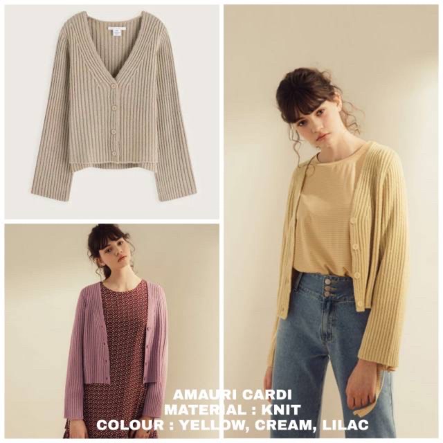 PREMIUM TEBAL AMAURI KNIT CARDY / KARDIGAN RAJUT / KNITWEAR IMPORT / LILAC