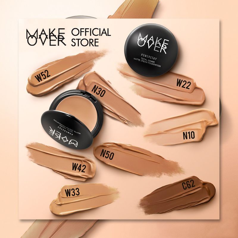 MAKE OVER POWERSTAY TOTAL COVER MATTE CREAM FOUNDATION ( Foundation padat basah )