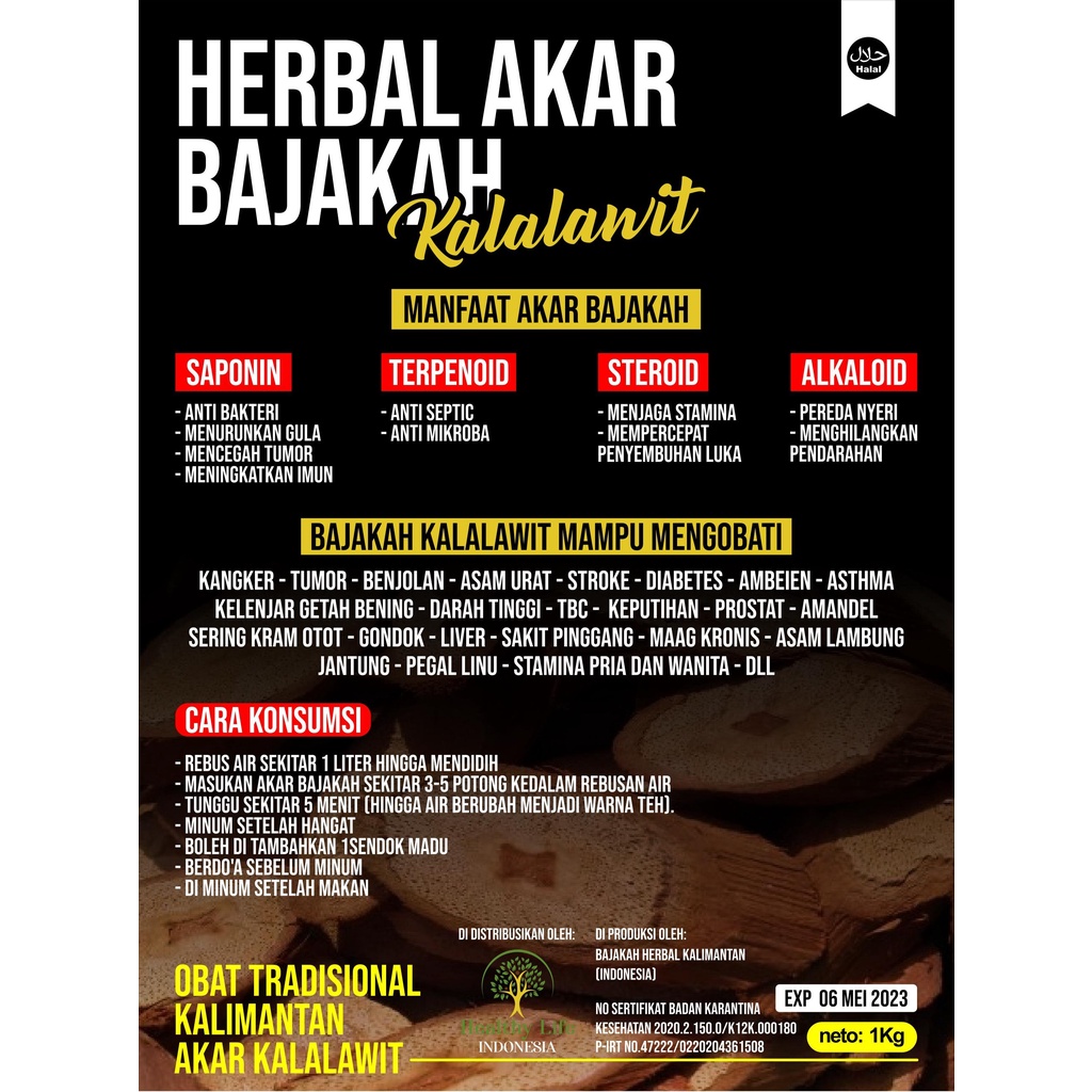 Teh Bajakah Asli Kalimantan Teh Akar Bajakah Obat Herbal Asam Lambung Obat Asam Lambung Obat Maag-Akar Kalalawit 1 Kg
