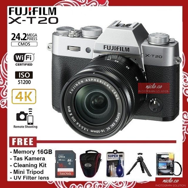 [NEW] KAMERA FUJIFILM X-T20 / XT20 + LENSA KIT 16-50MM OIS WiFi - GARANSI 1 TAHUN - CAMERA MIRRORLES