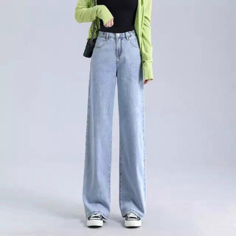 Highwaist Kulot Jeans Wanita Loose