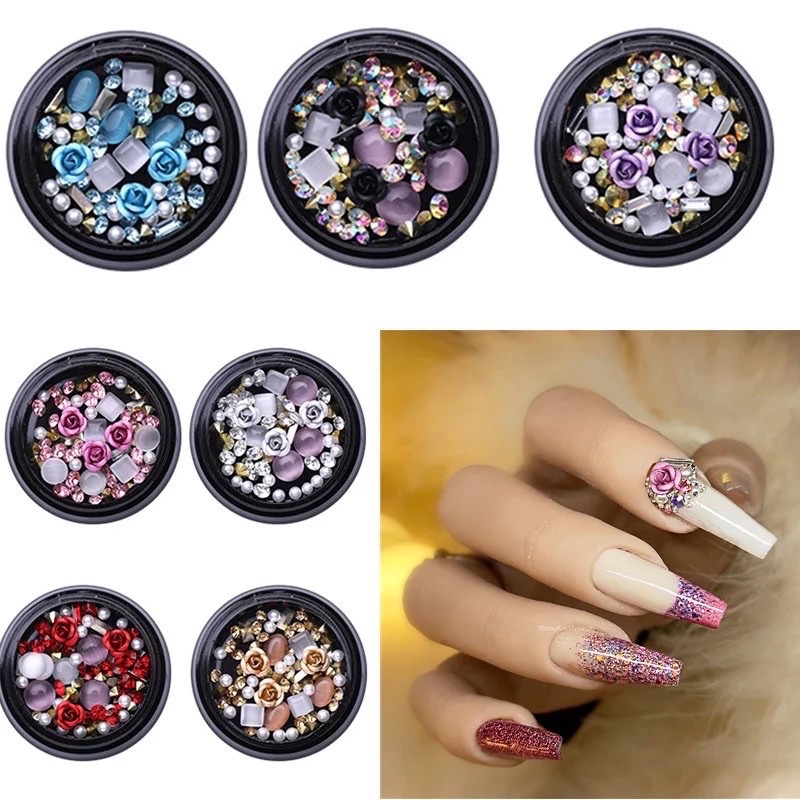 Nail Art 3D Decoration Crystal Aksesoris Kuku Manik Manik Mixed