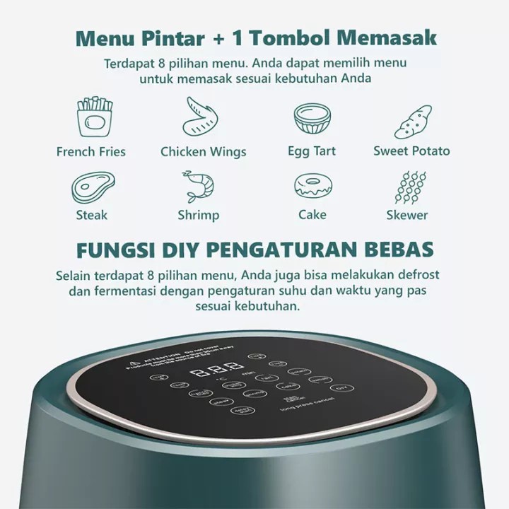 FLIFE Digital Air fryer Super Low Watt Kapasitas 4,5 LiterAF45-700LB - Menggoreng Tanpa Minyak