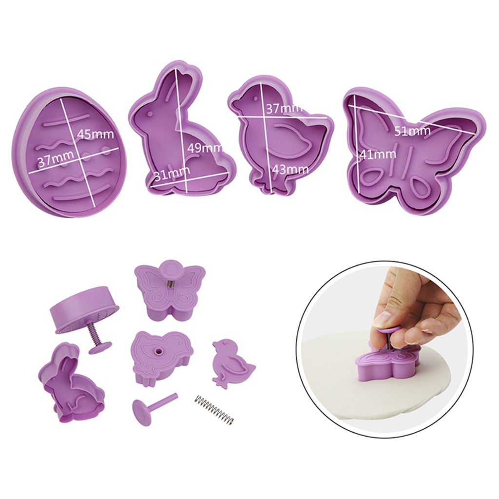 REBUY 4pcs/Set Press Stamp Dough Baking Tools Cookie Cutter Fondant Kitchen Animal Pastry Plastic Cartoon Biscuit Mold