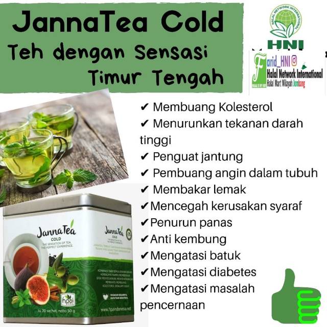 

JannaTea Cold / Teh / Teh Timur Tengah / Teh Kesehatan / Teh Sinergi Herba / Teh Alami / Teh Sunnah