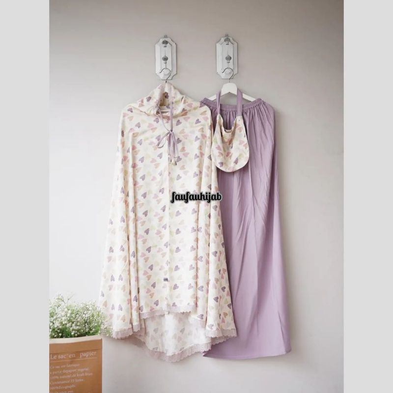 Mukena Rayon Dewasa Selma Hati BW Rok Dusty Ungu by FaufauHijab