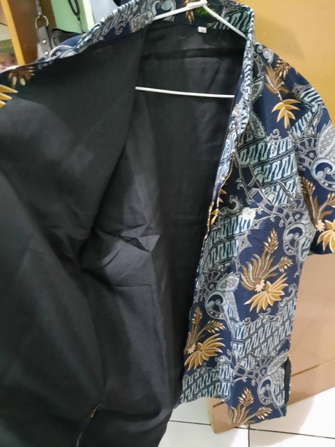 Black White# Kemeja Batik Pria Lengan Pendek Full Furing Katun Ori Batik Solo Seragam Murah