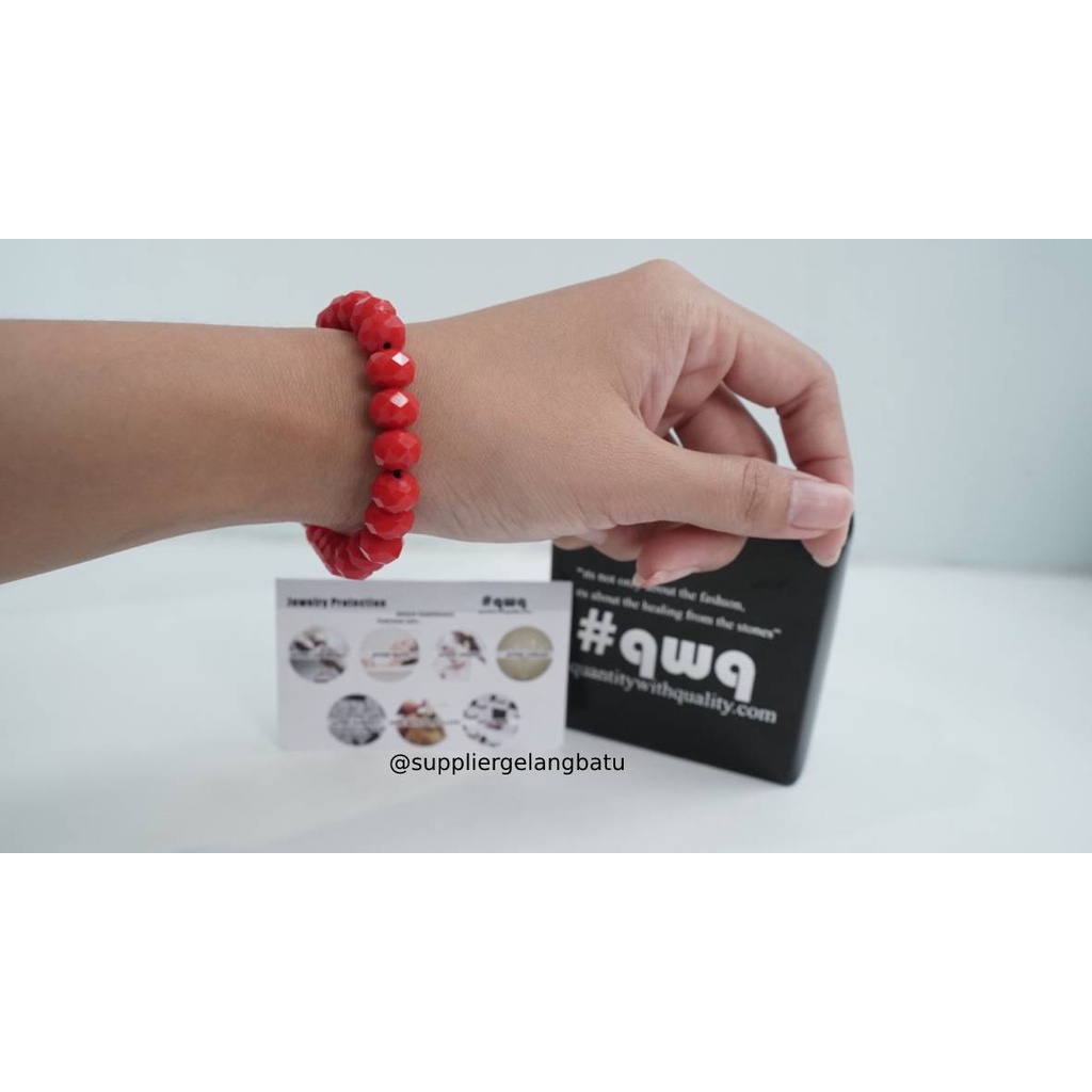 gelang kristal ceko MERAH CABE premium aksesoris tangan premium bonus