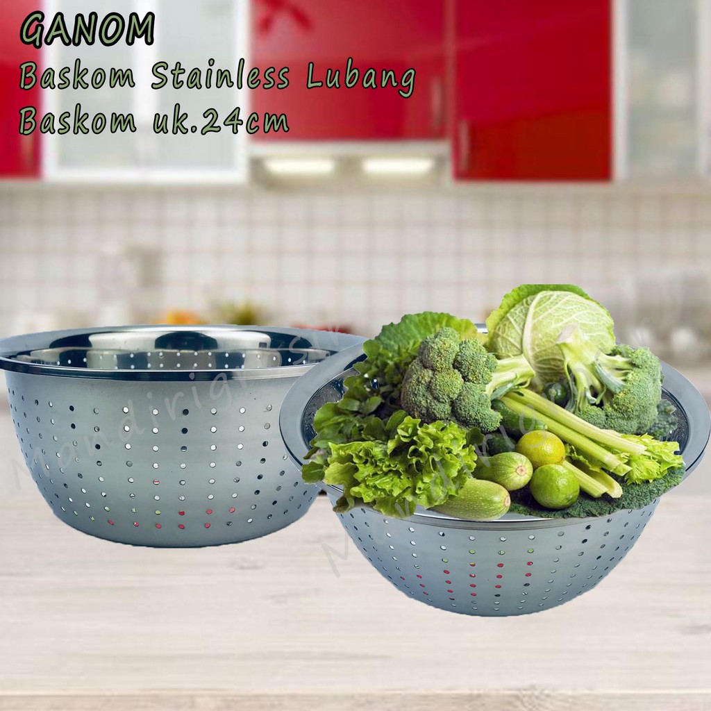 Baskom * Stainless * Dengan * Lubang * DineMate * 26cm