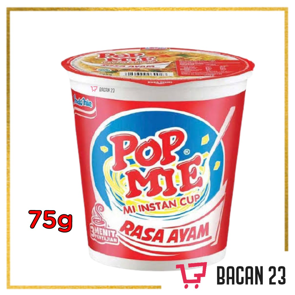 Indofood Pop Mie Rasa Ayam 75g /  Mi instan Cup / Bacan 23 - Bacan23