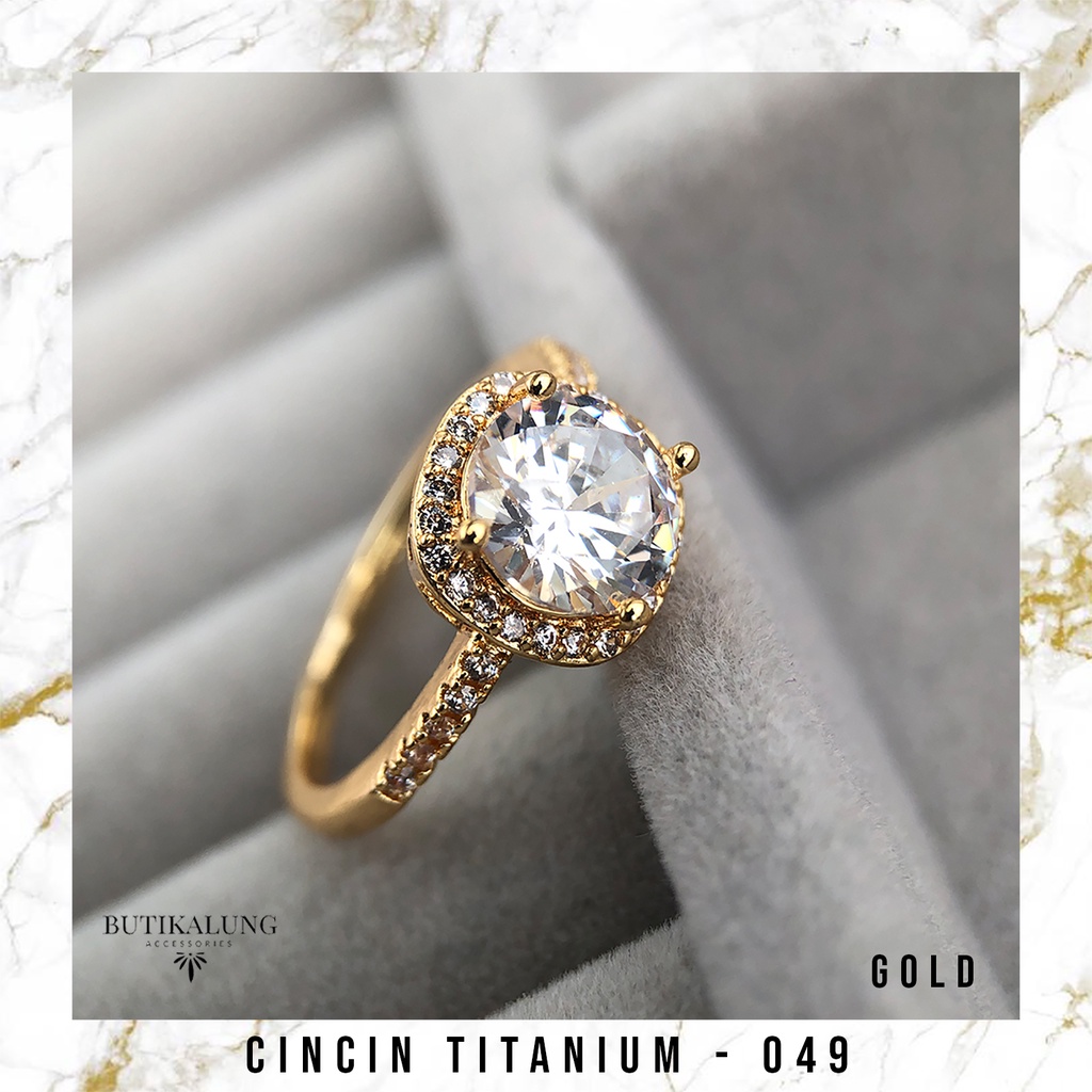 EMILY - Cincin Tunangan Cincin Sterling Silver Ring Titanium Stainless Steel Anti Karat 049