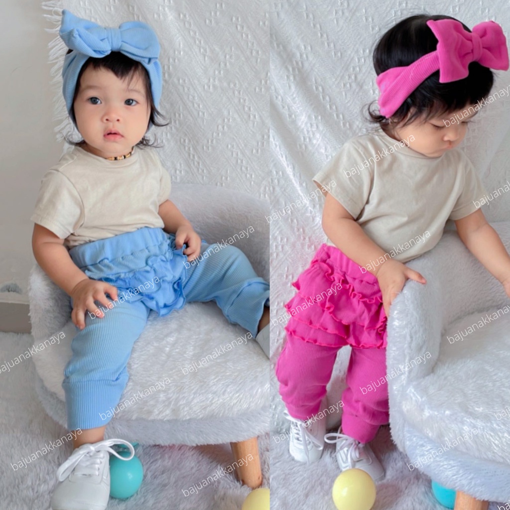 3-18 BLN SETELAN BAYI KAYLEEN FREE HEADBAND SETELAN BAYI PEREMPUAN PREMIUM by MYBEE (SNI)