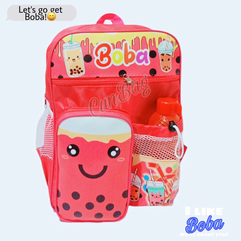 Tas Ransel Boba Dan Bt21 Anak TK-SD Terbaru Free Botol Minum Dan Free Tempat Pensil